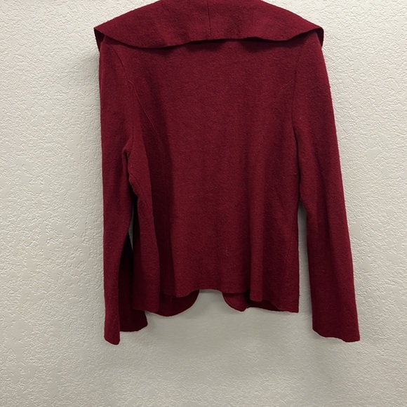 August Silk Ruffled Collar Wool Jacket Sweater XL Ruby Red - Picture 6 of 6